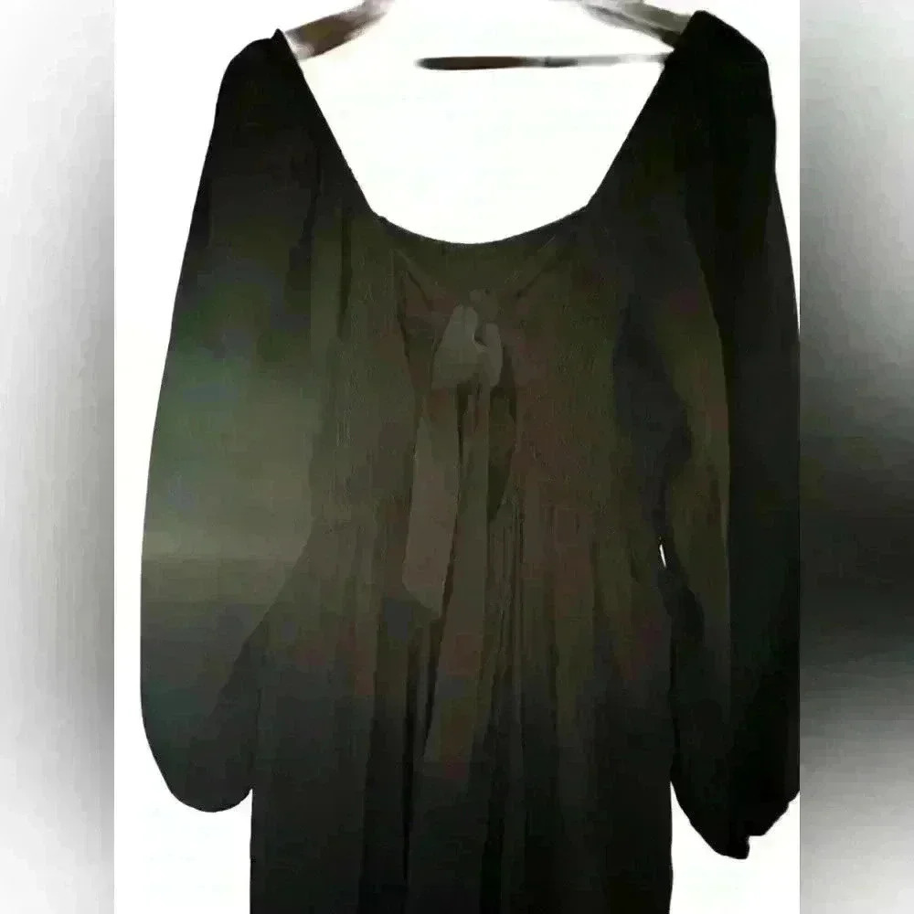 Madewell Tie Back Black Smocked Bodice and Satin Jumpsuit Size 20 - Picture 7 of 14